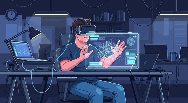 Innovative virtual reality experience for design and development in modern workspace