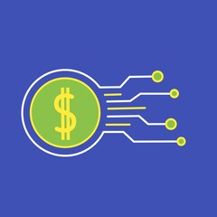 Digital coin money vector icon,digital Money coin logo design,digital chip coin money image,digital money coin stock vector 