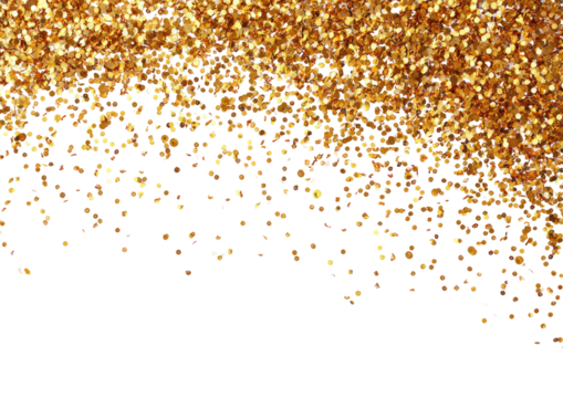 Gold glitter texture fading into stark black background.
