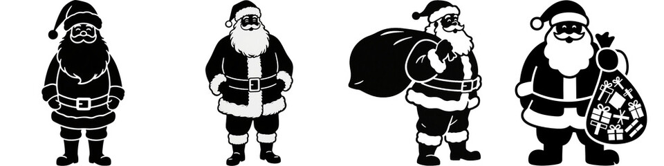 サンタクロース　クリスマス　冬　シルエット　イラスト