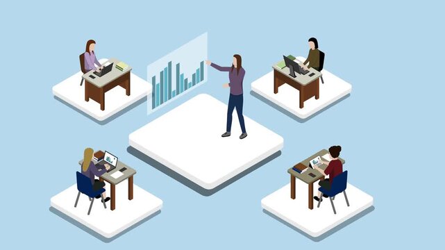 Isometric Businesswomen Online Meeting Animation Video 4K suitable for your project needs