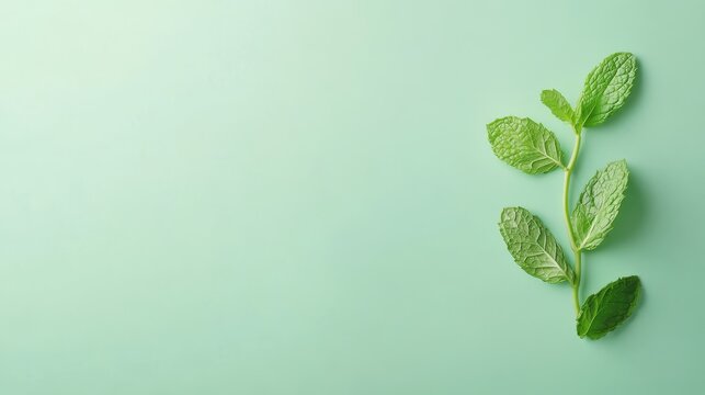 51.Close-Up of Mint with Green Background