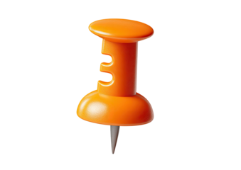 Glossy orange pushpin with a metal point isolated