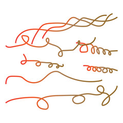 Colorful Curved and Spiral Line Vector Set &ndash; Abstract Gradient Doodle Stroke Design Elements