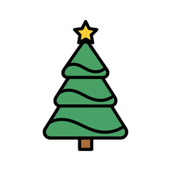 Christmas tree vector icon, holiday symbol illustration, festive season element for design projects
