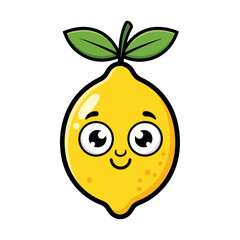 Cute happy cartoon lemon character illustration, a sweet and simple fruit graphic with a friendly face.