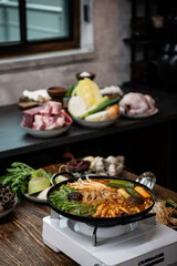 Authentic Korean Hot Pot Feast with Fresh Ingredients