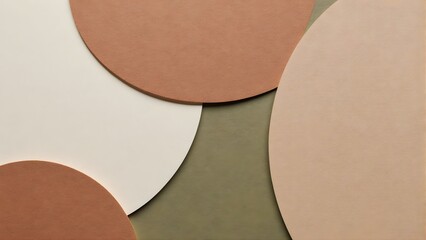 Abstract Geometric Background with Overlapping Earth Tone Circles. Minimalist Design in Neutral Colors.