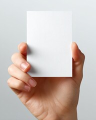 Woman Holding Blank White Business Card
