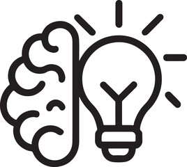 Obraz premium Brain idea and knowledge icon showing creativity, intelligence, innovation, and smart thinking concept.