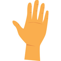 Orange Human Hand Raised Open Palm Five Fingers Gesture Isolated On White Background Symbolic Of Stop Greeting Or High Five