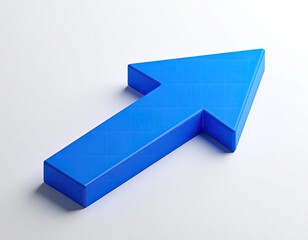 Blue arrow pointing diagonally upward on a white background