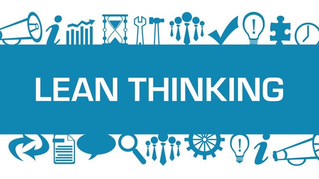Lean Thinking Blue Business Symbols Up Down Moving Text 