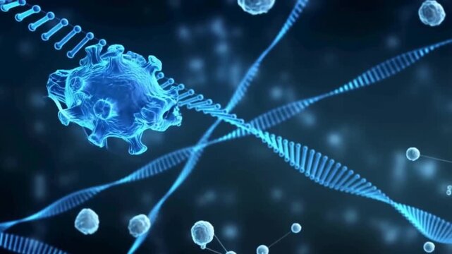  DNA and Cell Structure Art, Genetic Science Illustration, Molecular Biology Visualization