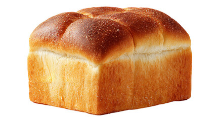 Freshly baked loaf of white bread with a golden brown crust, isolated on a transparent background