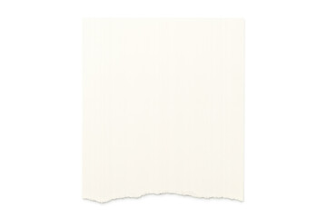 Fototapeta premium White blank paper, a vertical piece with a ragged bottom edge, showing texture, floating on a transparent background