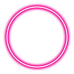 Bright pink neon circle isolated on transparent background