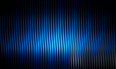 Blue metallic ribbed glass texture background with dark shadows abstract