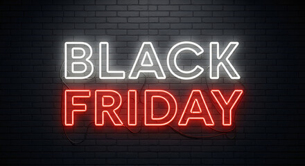 Black Friday text from an electric lamp on the wall