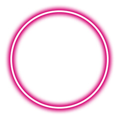 Vibrant pink neon circle isolated on transparent background