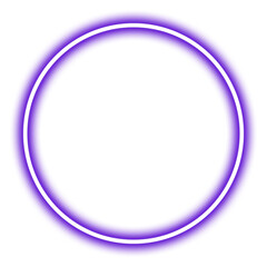 Vibrant purple neon circle isolated on transparent background