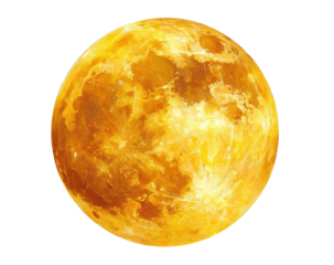 Textured, yellow-orange sphere, resembling a planet
