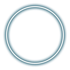 Glowing cyan neon circle isolated on transparent background
