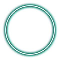 Glowing cyan neon circle isolated on transparent background