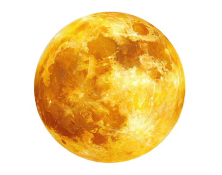 Textured, yellow-orange sphere, resembling a planet