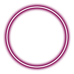 Pink neon circle isolated on transparent background