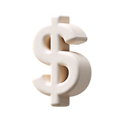 Sculpted dollar sign symbol in matte, off-white color