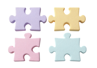 Four pastel puzzle pieces arranged together