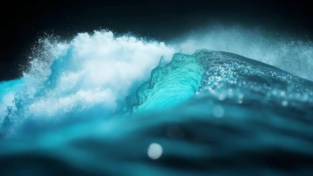 Oceanic Majesty: A mesmerizing view of a turquoise wave cresting and breaking, its powerful energy captured with artistic flair, embodying the raw power of the ocean.