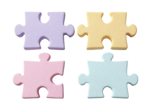 Four pastel puzzle pieces arranged together