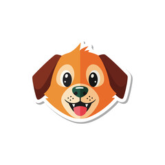 Happy cartoon dog head illustration, friendly pet character, cute animal face graphic icon for kids