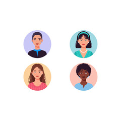 Diverse professional female avatars set, multiracial women portraits for user profiles, vector illustration