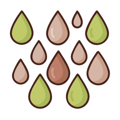 Droplets of rain in a vector style set on a black background