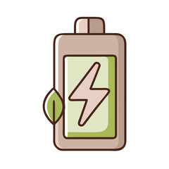 Eco friendly battery with a leaf and charging bolt