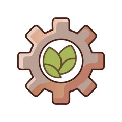 Gear with Leaves Symbolizing Eco Friendly Sustainable Settings