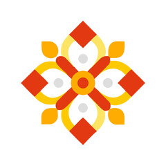 Geometric Floral Ornament on Black Background