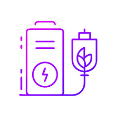 Green battery charging with eco leaf in vector design