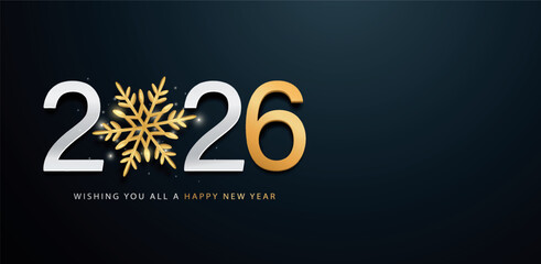 new year 2026 luxury background design with snowflak and numbers. creative vector for banner, poster, celebration.