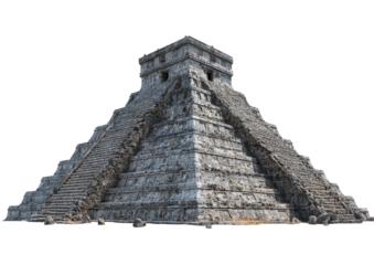 Mayan pyramid structure with steps on all four sides