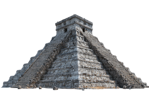 Mayan pyramid structure with steps on all four sides