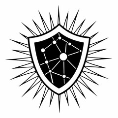 Shield symbol representing digital network security and protection
