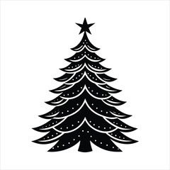 Classic christmas tree silhouette with layered
