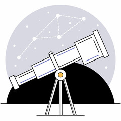 Telescope looking up at a Constellation in a Dark Sky