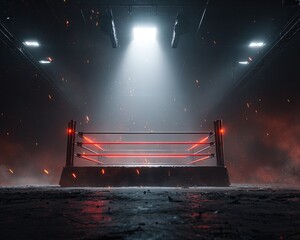 Futuristic Wrestling Arena Under Spotlight