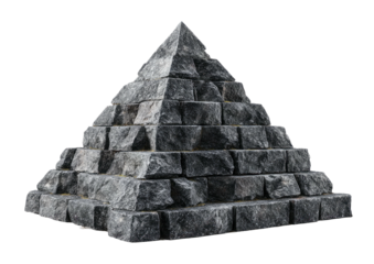 Gray stone pyramid, layered construction, simple shape