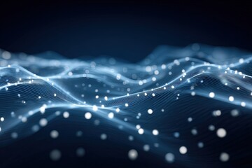 Abstract Digital Wave Pattern With Glowing Dots